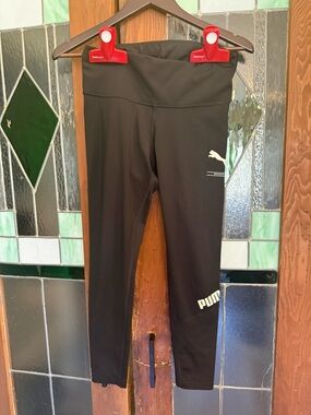 Puma Black Performance Leggings with White Logo
